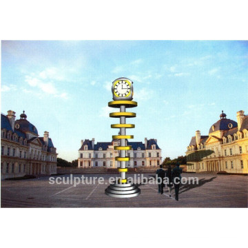 Escultura de reloj de acero inoxidable torre de reloj al aire libre